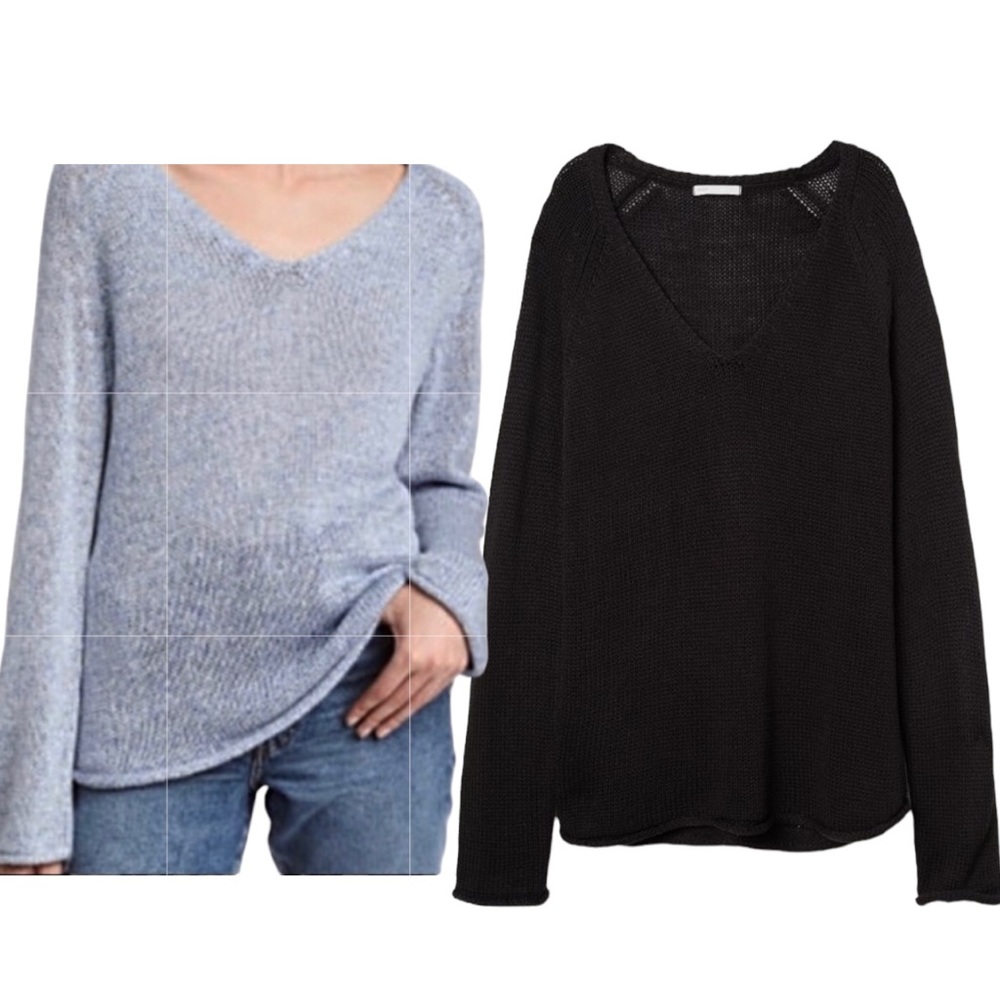 H&M Black Loose Knit V Neck Sweater size S ( NWOT) - Picture 1 of 9